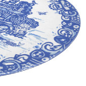 Blue Willow Lucky Cat Whimsical Chinoiserie Art Snijplank (Hoek)