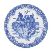 Blue Willow Lucky Cat Whimsical Chinoiserie Art Snijplank (Voorkant)