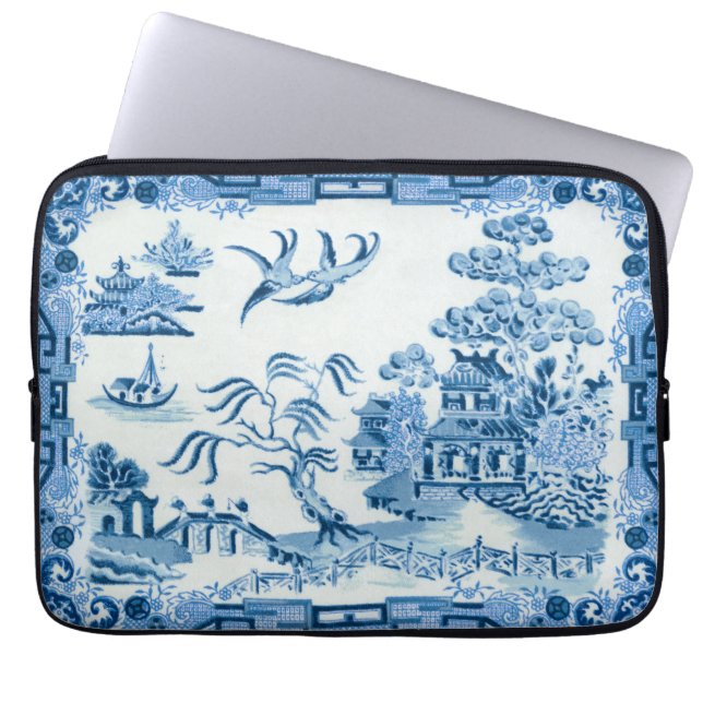  Blue Willow Neopreen Laptop Sleeve (Voorkant)