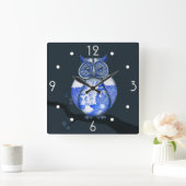 Blue Willow Owl Wall klok (Huis)
