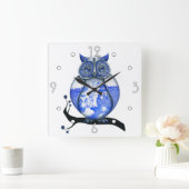 Blue Willow Owl Wall klok (Huis)