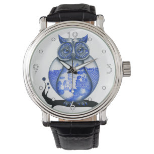 "Blue Willow Owl" Watch Horloge