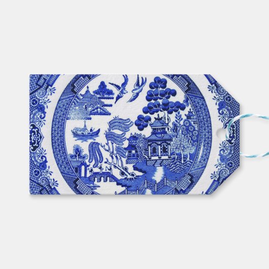 Blue Willow Pattern Gift Label Cadeaulabel (Voorkant (Horizontaal))