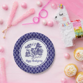 Blue Willow Pattern Jouw tekst Papieren Bordje (Feest)