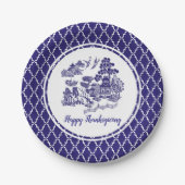 Blue Willow Pattern Jouw tekst Papieren Bordje (Voorkant)