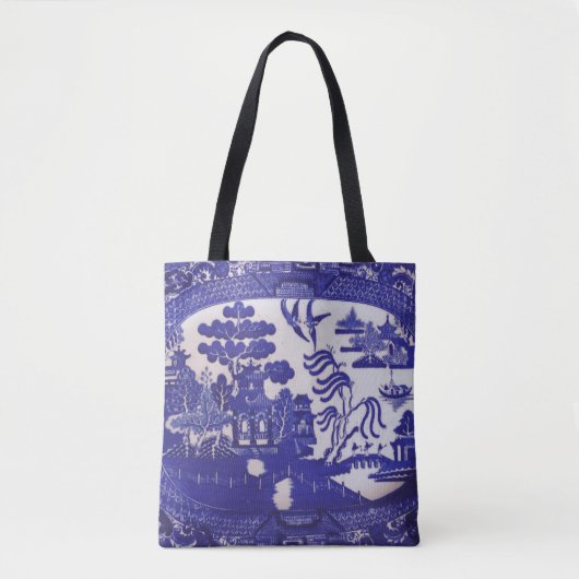 Blue Willow Pattern over Canvas tas (Voorkant)