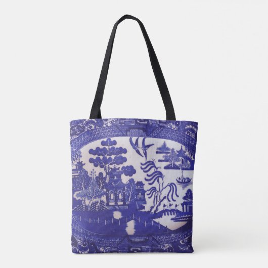 Blue Willow Pattern over Canvas tas (Achterkant)