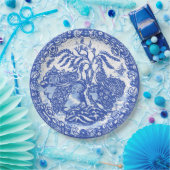 Blue Willow Peacock Island Asian Temple Crackle Papieren Bordje (Feest)