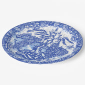 Blue Willow Peacock Island Asian Temple Crackle Papieren Bordje (Gekanteld)