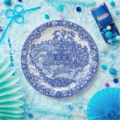 Blue Willow Rabbit Classic Asian  Crackle Papieren Bordje (Feest)