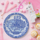 Blue Willow Rabbit Classic Asian  Crackle Papieren Bordje (Feest)