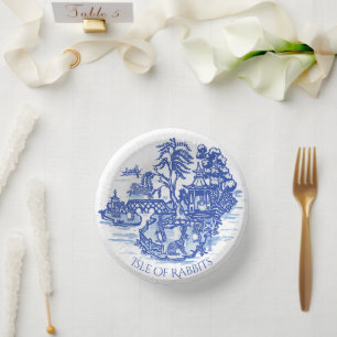 Blue Willow Rabbit Classic Whimsical-papier Papieren Kommen