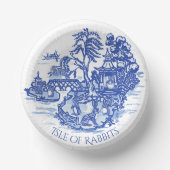 Blue Willow Rabbit Classic Whimsical-papier Papieren Kommen (Voorkant)