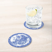 Blue Willow Rabbit Island Antiek Fantasy Art Ronde Kartonnen Onderzetter (Insitu)