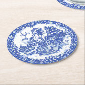 Blue Willow Rabbit Island Antiek Fantasy Art Ronde Kartonnen Onderzetter (Gebogen)
