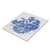 Blue Willow Rabbit Island Antiek Fantasy Art Tegeltje (Zijkant)