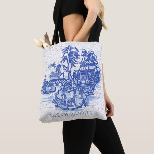 Blue Willow Rabbit Island Tote Bag