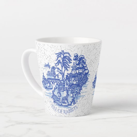Blue Willow Rabbit Island Whimsical Crackle Kijk L Latte Mok (Linkerhoek)