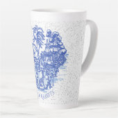 Blue Willow Rabbit Island Whimsical Crackle Kijk Latte Mok (Rechterhoek)