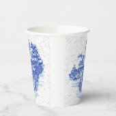 Blue Willow Rabbit Island Whimsical Crackle Kijk Papieren Bekers (Links)