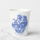 Blue Willow Rabbit Island Whimsical Crackle Kijk Papieren Bekers (Voorkant)