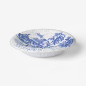 Blue Willow Rabbit Island Whimsical Crackle Kijk Papieren Kommen (Gebogen)