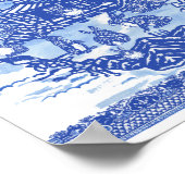 Blue Willow Rabbit Island Whimsical Oriental Art Poster (Hoek)