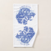 Blue Willow Rabbit Island Whimsical Pottery Kijk Bad Handdoek (Handdoek)