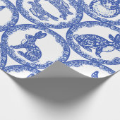 Blue Willow Rabbit Whimsical Isle of Rabbits Cadeaupapier (Hoek)