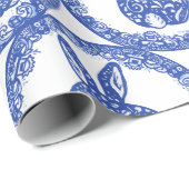 Blue Willow Rabbit Whimsical Isle of Rabbits Cadeaupapier (Rol Hoek)