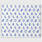 Blue Willow Rabbit Whimsical Isle of Rabbits Tiss Cadeaupapier (Vlak)
