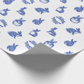 Blue Willow Rabbit Whimsical Isle of Rabbits Tiss Cadeaupapier (Hoek)