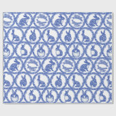 Blue Willow Rabbit Whimsical Isle of Rabbits Wrapp Cadeaupapier (Vlak)