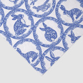 Blue Willow Rabbit Whimsical Isle of Rabbits Wrapp Tissuepapier (Detail)