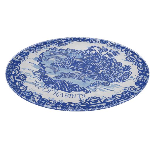 Blue Willow Rabbit White Whimsical Toile Cu Snijplank (Hoek)