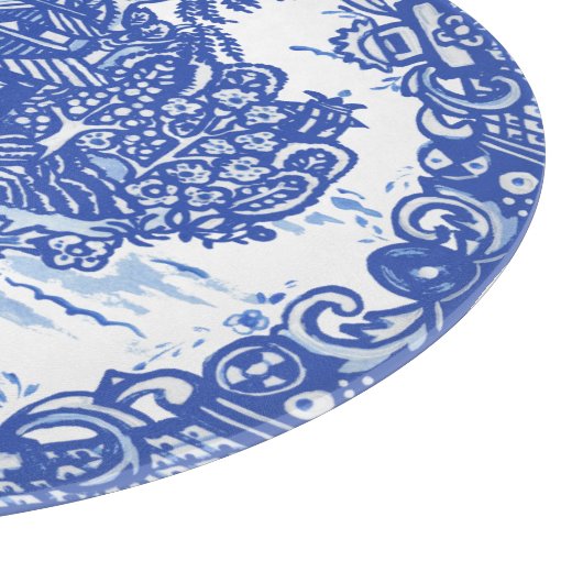 Blue Willow Rabbit White Whimsical Toile Cu Snijplank (Hoek)