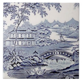 Blue Willow Repro 1899 English Victoriaans Tile Tegeltje