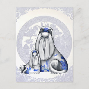 Blue Willow Shih Tzus Briefkaart