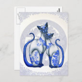Blue Willow Siamese Cats Briefkaart (Voorkant / Achterkant)