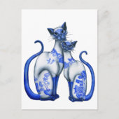 Blue Willow Siamese Cats Briefkaart (Voorkant)
