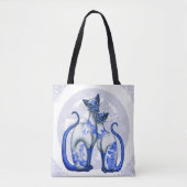 Blue Willow Siamese Cats Canvas tas (Voorkant)
