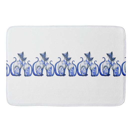 Blue Willow Siamese Katten Bath Mats Badmat (Voorkant)