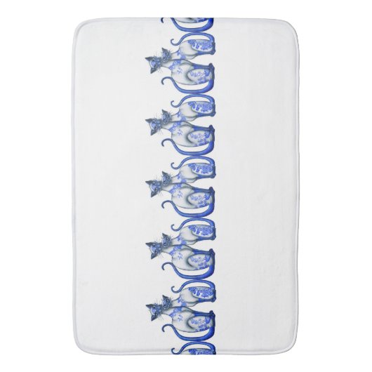 Blue Willow Siamese Katten Bath Mats Badmat (Voorkant Verticaal)