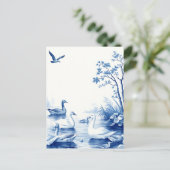 Blue Willow Swans Lake Scene Briefkaart (Staand voorkant)