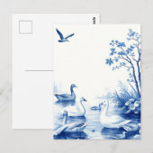 Blue Willow Swans Lake Scene Briefkaart (Voorkant / Achterkant)