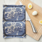 Blue Willow Tea Towel, laat oma in de keuken Theedoek (Quarter Fold)
