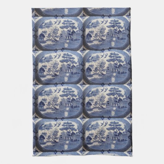 Blue Willow Tea Towel, laat oma in de keuken Theedoek (Verticaal)