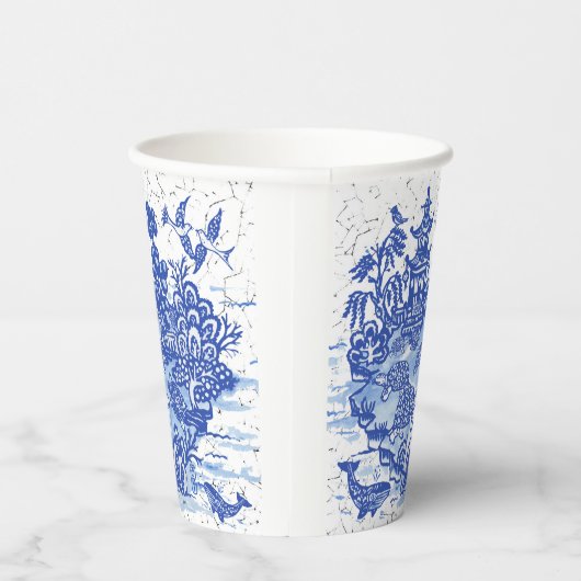 Blue Willow Turtle Tortoise Garden Whimsical Papieren Bekers (Rechts)