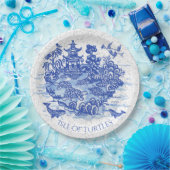 Blue Willow Turtle Tortoise Garden Whimsical Papieren Bordje (Feest)