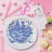 Blue Willow Turtle Tortoise Garden Whimsical Papieren Bordje (Feest)